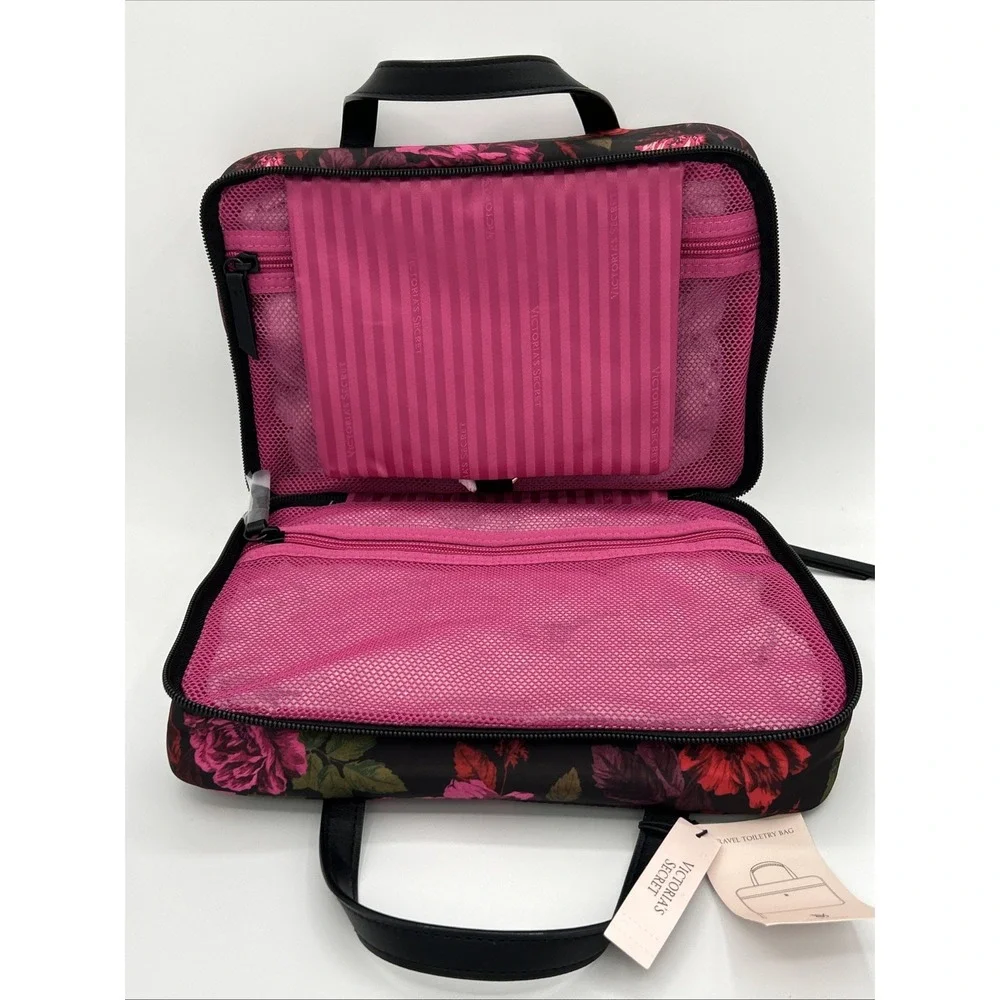 Victoria's Secret Dark Floral Hanging Travel Cosmetic Bag Organizer NWT